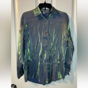 Stylish Blue and Green Men's Button Down Shirt